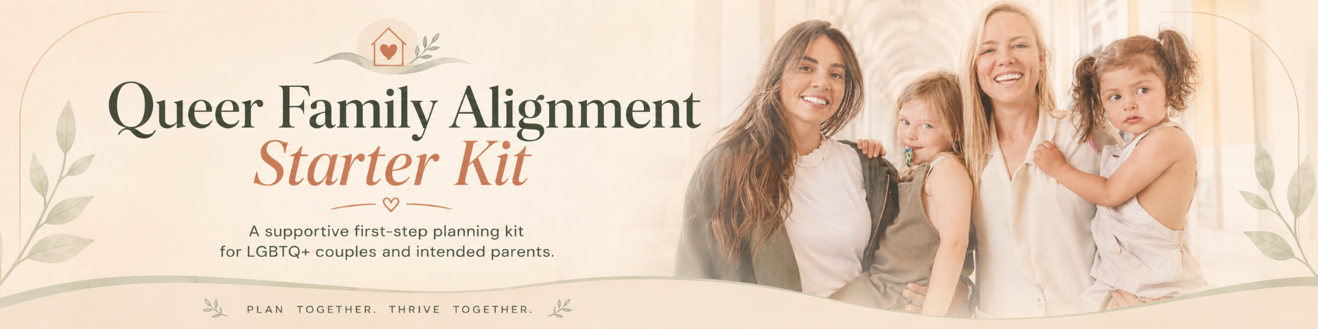 TwoMomsInMotion — a warm family lifestyle banner